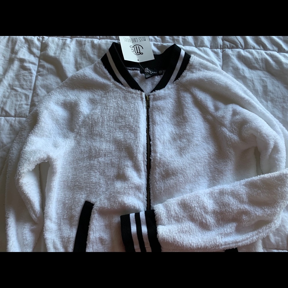 White casual fur jacket